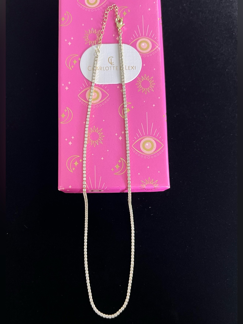 Charlotte & Lexi Cubic Zirconia 14KT Gold Plated Tennis Necklace NIB